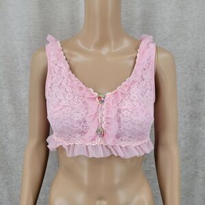 Vintage 60s Pink Lace Ruffle Bralette Coquettegirl By Movie Star Bra